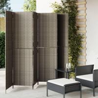 Kamerscherm 6 panelen poly rattan grijs - thumbnail