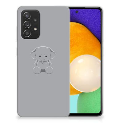Samsung Galaxy A52 (5G/4G) Telefoonhoesje met Naam Grijs Baby Olifant Samsung Galaxy A52 (5G/4G) Telefoonhoesje met Naam Grijs Baby Olifant