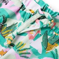 Kindershorts met trekkoord dieren en plantenprint 104 lichtmintkleurig - thumbnail