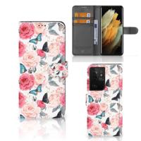 Samsung Galaxy S21 Ultra Hoesje Butterfly Roses - thumbnail