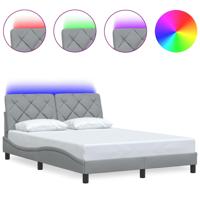 Bedframe met LED zonder matras stof 140x200 cm lichtgrijs - thumbnail