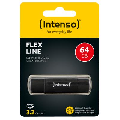 Intenso Flex Line USB-stick Retail 64 GB Zwart 3544490 USB-A 3.2 Gen 1, USB-C 3.2 Gen 1