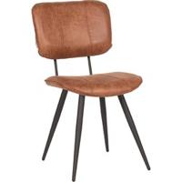 LABEL51 Eetkamerstoel Fos - Cognac - Leder - Black Frame - thumbnail