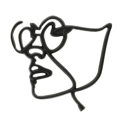 Light & Living wanddecoratie face zwart 35 cm | 6 stuks