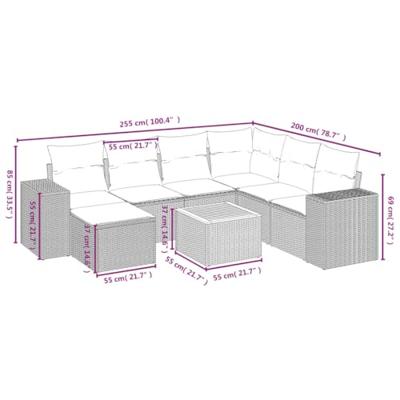 8-delige Loungeset met kussens poly rattan beige