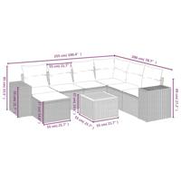 8-delige Loungeset met kussens poly rattan beige - thumbnail