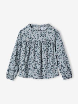 Blouse met bloemmotieven voor meisjes grijsblauw