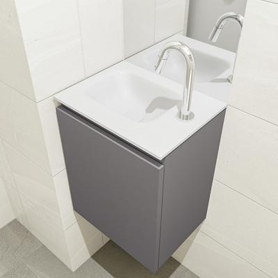 MONDIAZ OLAN 40cm toiletmeubel dark grey. LEX wastafel talc links 1 kraangat MONDIAZ OLAN 40cm toiletmeubel dark grey. LEX wastafel talc links 1 kraangat