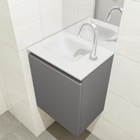 MONDIAZ OLAN 40cm toiletmeubel dark grey. LEX wastafel talc links 1 kraangat - thumbnail