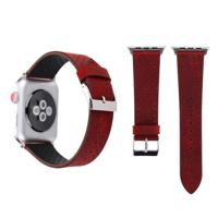 Voor Apple Watch Series 3 & 2 & 1 42mm eenvoudige mode lederen gat patroon horlogebandje (rood) - thumbnail