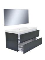 Badkamermeubel Wiesbaden Vision 100x46 Hoogglans Grijs (2 laden) - thumbnail