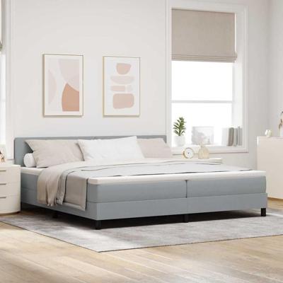 Boxspringbed met matras Lichtgrijs 200x200 cm Stof
