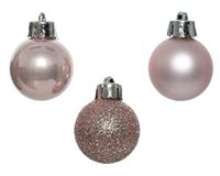 Decoris kerstballen set plastic 14st Poederroze 3cm - thumbnail