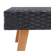 3-delige Loungeset met kussens poly rattan zwart - thumbnail