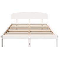 Bedframe met hoofdeinde Wit 150 x 200 cm Massief grenenhout - thumbnail