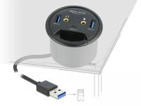 Delock 62794 3-poorts hub voor in bureau USB 1 x USB Type-C en 2 x USB Type-A + HD-audiopoorten - thumbnail