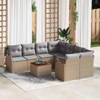 Tuinbankenset met opslag 9 pcs Beige en Licht Grijs poly rattan - thumbnail