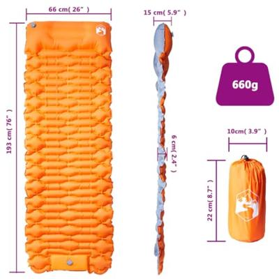 VidaXL Kampeermatras met kussen zelfopblazend 1-persoons oranje