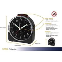 TFA Dostmann 60.1513.01 Wekker Zendergestuurd Zwart Fluorescerende Wijzers - thumbnail