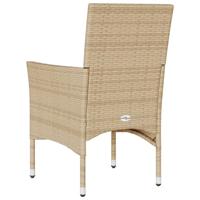 Tuinstoelen 2 st met kussens poly rattan beige - thumbnail