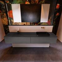 Badkamermeubelset Mondiaz Erin 200 cm met 2 Lades met RIDGE Wastafel Rechts Urban Zonder Kraangaten Greeploos Mat Dark Grey - thumbnail