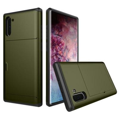 Schokbestendig robuuste Armor beschermende case met kaartsleuf voor Galaxy Note 10 (Army Green)
