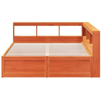 Bed met boekenkast zonder matras grenenhout wasbruin 150x200 cm - thumbnail