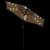 VidaXL Parasol met led&apos;s en stalen paal 225x225x212 cm taupe - thumbnail