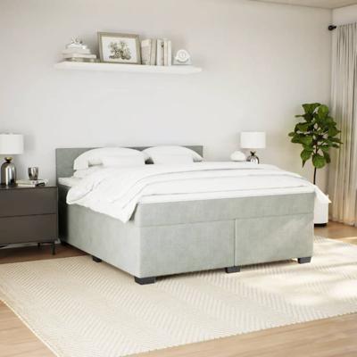 Boxspring met matras fluweel lichtgrijs 180x200 cm
