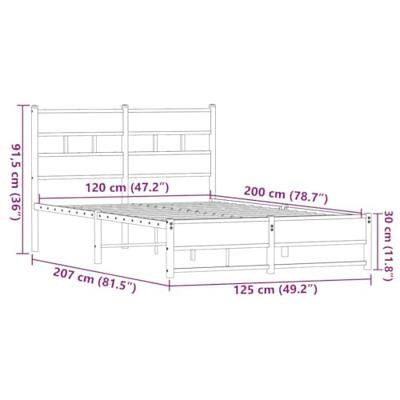 Bedframe zonder matras metaal bruin eikenkleurig 120x200 cm