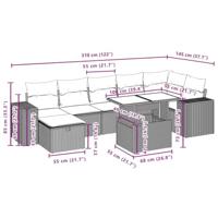8-delige Loungeset met kussens poly rattan lichtgrijs - thumbnail