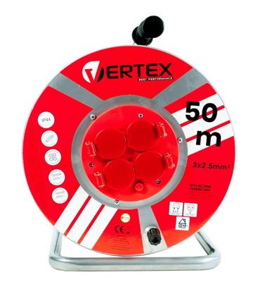 VERTEX PB50METAL Verlengkabel 50 m 3x2,5 mm 3000 W IP44 Zwart
