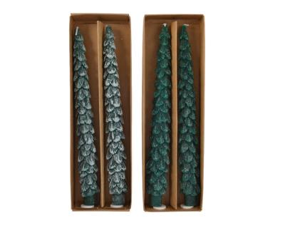 Kaars wax l26,40b5,7h4 cm groen a2 2st Decoris - Decoris