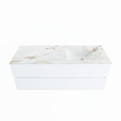 MONDIAZ VICA-DLUX 130cm badmeubel onderkast Talc 2 lades. Inbouw wastafel CLOUD rechts 1 kraangat, kleur Frappe.