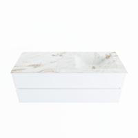 MONDIAZ VICA-DLUX 130cm badmeubel onderkast Talc 2 lades. Inbouw wastafel CLOUD rechts 1 kraangat, kleur Frappe. - thumbnail