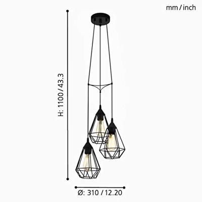 Eglo Vintage hanglampTarbes 3-lichts zwart - 94191