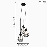 Eglo Vintage hanglampTarbes 3-lichts zwart - 94191 - thumbnail