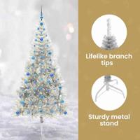 VidaXL Kunstmatig voorverlicht kerstboom met 300 led zilver 210 cm pet - thumbnail