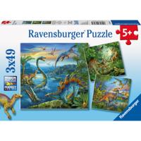 Ravensburger puzzelset dinosaurus - 3 x 49 stukjes - thumbnail