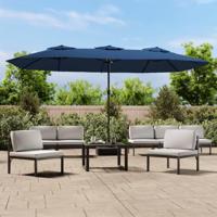 VidaXL Parasol dubbel dak met led 449x245 cm azuurblauw - thumbnail
