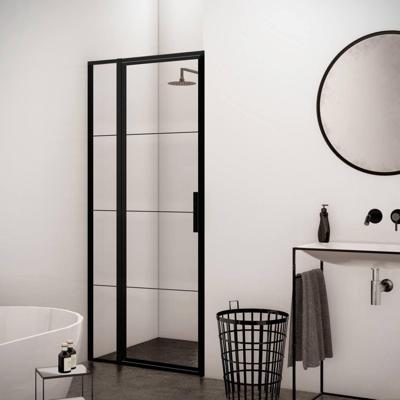 AQS Nisdeur Frame met Vast Paneel 80x200 cm 8 mm NANO Glas Mat Zwart Raster Aqua Splash AQS Nisdeur Frame met Vast Paneel 80x200 cm 8 mm NANO Glas Mat Zwart Raster Aqua Splash