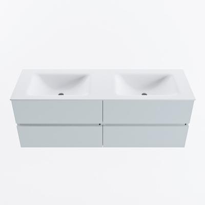 MONDIAZ VICA 140cm badmeubel onderkast Clay 4 lades. Wastafel CLOUD dubbel zonder kraangat, kleur Talc.