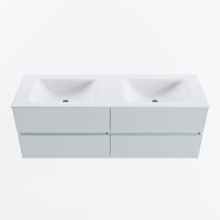 MONDIAZ VICA 140cm badmeubel onderkast Clay 4 lades. Wastafel CLOUD dubbel zonder kraangat, kleur Talc. - thumbnail