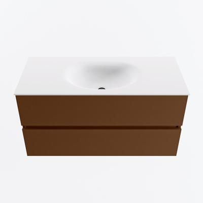 MONDIAZ VICA 100cm badmeubel onderkast Rust 2 lades. Wastafel MOON midden zonder kraangat, kleur Talc.