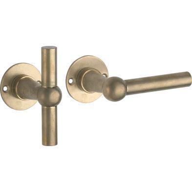 Artitec Deurkruk op rozet Chemin de Fer L/T 85mm messing antiek Artitec Deurkruk op rozet Chemin de Fer L/T 85mm messing antiek