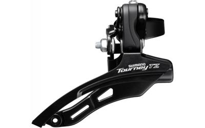 Shimano Voorderailleur 6/7-speed tourney tz fd-tz500 down swing/top pull - hoge klem ø28,6 mm - 42t - zwart/zilver Shimano Voorderailleur 6/7-speed tourney tz fd-tz500 down swing/top pull - hoge klem ø28,6 mm - 42t - zwart/zilver
