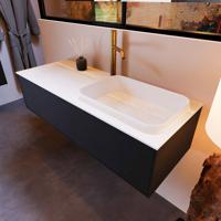 Badkamermeubelset Mondiaz Erin 120 cm met 1 Lade met RIDGE Wastafel Rechts Talc met 1 kraangat Greeploos Mat Urban - thumbnail