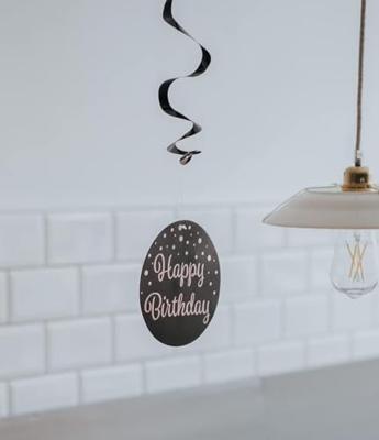 Hangdecoratie 25 Jaar Roségoud/Zwart (1,2m) - thumbnail