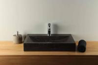 Waskom Natuursteen Hardsteen Rechthoek 60x40 cm Met Kraangat | BE-002mk - thumbnail