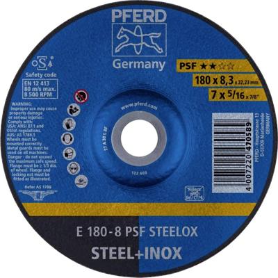 PFERD TOOLS 62017831 E 180-8 PSF STEELOX Afbraamschijf gebogen Diameter 180 mm Boordiameter 22.23 mm RVS, Staal 10 stuk(s)